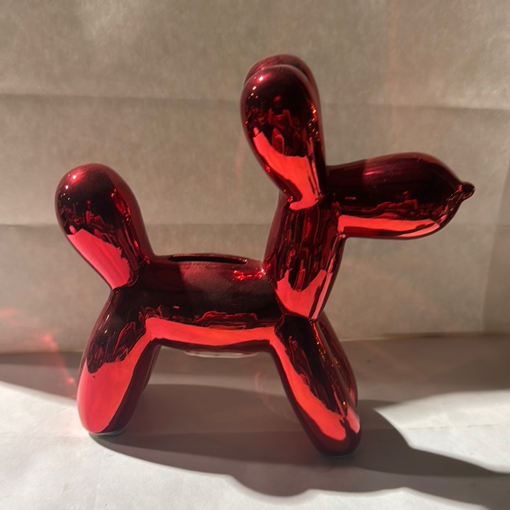 Red Balloon Dog Sculpture Bank